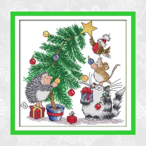 Joy Sunday Christmas Gift 11CT Printed Fabric 14CT Counted Canvas DMC Chinese Cross Stitch Kits Embroidery Needlework