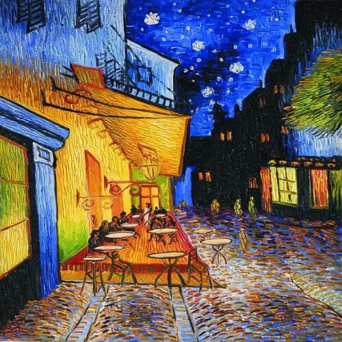 Cafe Terrace At Night by Vincent Van Gogh Wall Canvas Prints Oil Painting Reproductions Street Scenes Landscape Art Picture