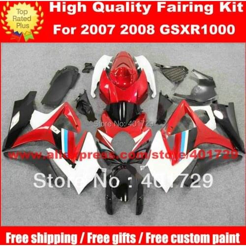 Motorcycle bodywork for Suzuki GSXR1000 2007 2008 GSX-R1000 K7 07 08 mix color racing fairing kit with free heatshield