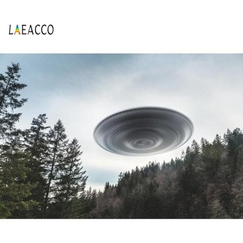 Laeacco Floating UFO Forest Scenic Photography Backgrounds Customized Seamless Photographic Backdrops For Photo Studio