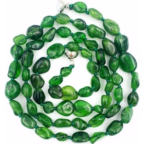 Lii Ji Choker Real Gemstone Green chrome Diopside Necklace Freedom Nugget Shape Approx5-7mm Beads 18inches/45cm Magnet Clasp