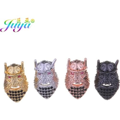 Pave Black Zircon Viking Warrior Helmet Metal Beads Accessories For Women Men Natural Stones Beadwork Beading Jewelry Making