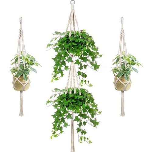 PACK OF 3 HANDMADE MACRAME PLANT HANGERS HANGING PLANTER COTTON ROPE