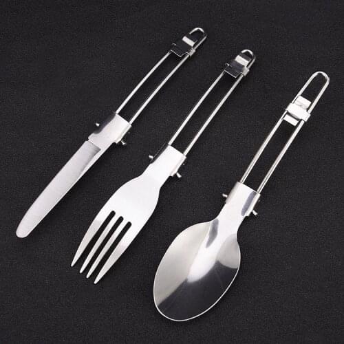 4 Pcs/Set Stainless Steel Fork Spoon Knife Ourdoor Travel Camping Cutlery Tools Portable Stainless Steel Tableware For Picnic