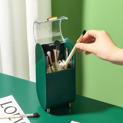 New Cosmetic Brush Storage Box Double Color Cylindrical Organizer Box Cosmetic Tool Plastic Can Open And Close The Items Boxes