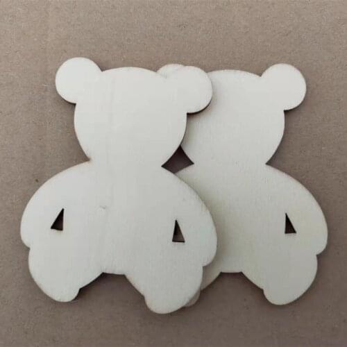 Newest Sale DIY Wood Bear Unfinished Wooden Animal Crafts Kids Toy Home Decoration