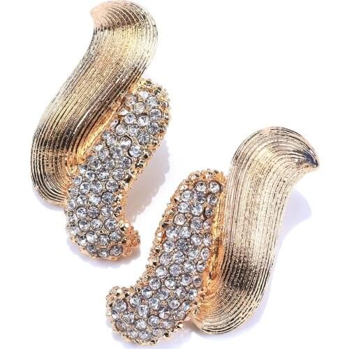 New Brand Statement ZA Earring Jewelry Women Alloy Inlay Rhinestone Drop Earrings Female Gold Color Vintage Dangle Earrings