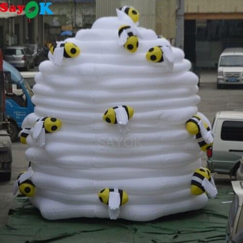 Sayok 5m High Giant Inflatable Bee Cake Inflatable Model Birthday Cake Model for Dessert Store Advertising Promotions