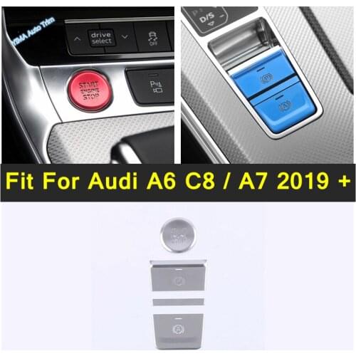 Transmission Shift Gear Multi-function Button Sequins Cover Trim Red / Blue / Silver Interior For Audi A6 C8 / A7 2019 - 2021