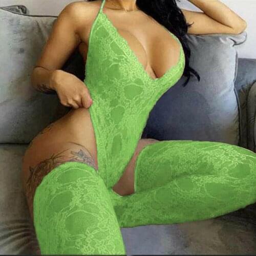 Sexy Bodysuit Backless Lace Lenceria Sensual Mujer Stockings Womens Underwear Porno See Through Sexy Lingerie Erotic Costumes