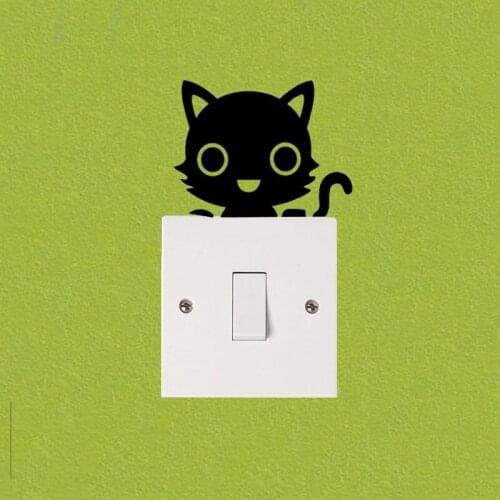 Removable Sleeping Cat Switch Stickers Carton Cover Protected Decoration Wall Decal 3SS0164