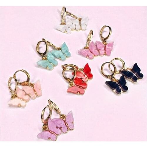 Peixin 12 colors pendant butterfly earrings 2020 trend women golden animal earrings unusual fashion boho jewelry gift wholesale