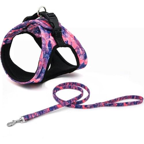 Dog Harness Adjustable Mesh Printed Vest Harness for Bulldog Chihuahua Small Medium Pet Cat Walking Leash Dog Supplies