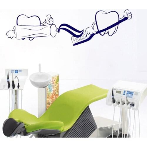 Dentistry Wall Sticker Teeth Toothpaste Pattern Decal Dentist Tooth Stickers Bathroom Wall Decoration Washroom Decor Waterproof