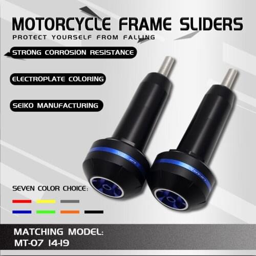 MT-07 logo CNC Frame Sliders Crash Pad Falling Protector Guard For Yamaha MT07 MT 07 2015-2019 engine protection Sliders cover
