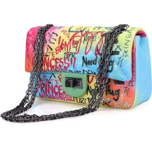 New Womens Diamond Lattice Shoulder Bag Fashion PU Letter Flap Bags For Women Clutch Bag Females High Quality Designer Handbag