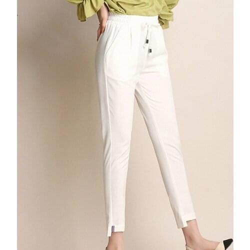 The new Korean version of the nine-point trousers women shows a harem pants thin loose women pants waist and small foot pencil