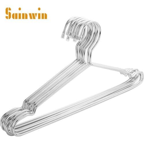 Sainwin 10pcs/lot Adult And Children Stainless Steel Hangers For Clothes Strong Anti-rust Metal Clothes Hanger