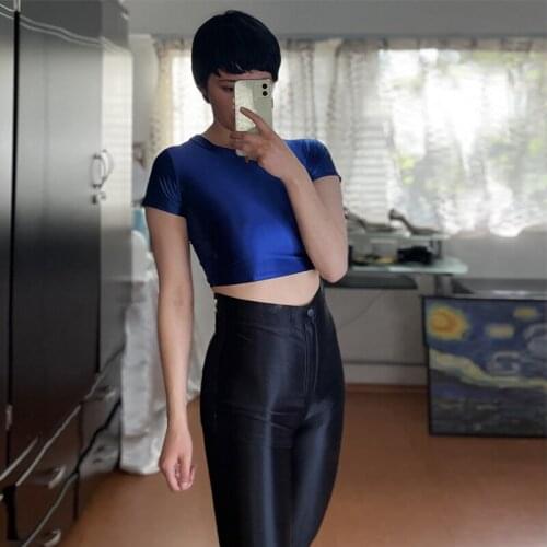 XCKNY 6 color glossy sexy short sleeve navel sports casual tights Japan slim swimming hot spring smooth sexy swimsuit 2XL