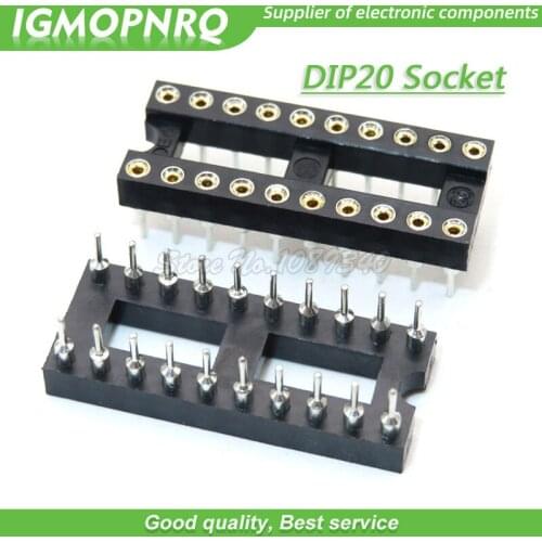 10pcs DIP-20 Round Hole 20 Pins 2.54MM DIP DIP20 IC Sockets Adaptor Solder Type 20PIN IC Connector IGMOPNRQ