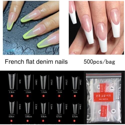 100/500Pcs Press on Nails French Manicure Natural Acrylic Nails Art Tips UV Gel Ultra Flexible ABS Fake Nail Manicure Tools