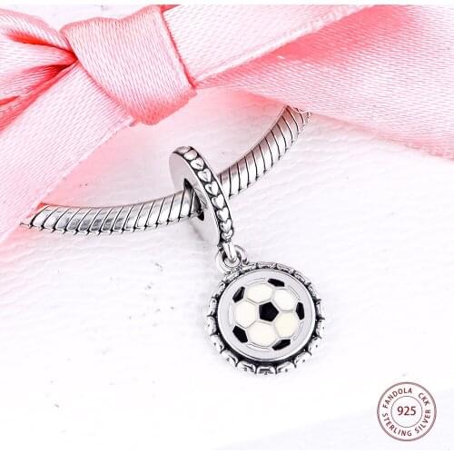 100% 925 Sterling Silver Beads Soccer Dangle Charms Pendant Fit Original Pandora Bracelet Women DIY Jewelry Making Gift Kralen
