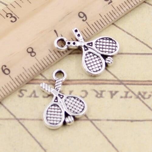 20pcs Charms Tennis Racket 18x14mm Antique Bronze Silver Color Pendants Making DIY Handmade Jewelry Factory Wholesale