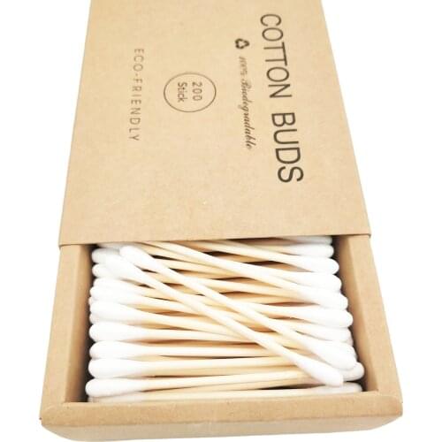 200PCS/Box Double Head Cotton Swab Bamboo Sticks Cotton Swab Disposable Buds Cotton For Beauty Makeup Tools Nose Ears Cleaning
