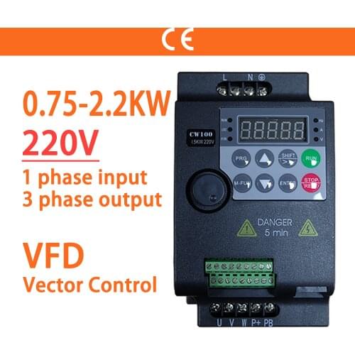 220V 0.75KW/1.5KW/2.2KW 1HP/2HP/3HP Economical Mini VFD Variable Frequency Drive Converter for Motor Speed Control Inverter