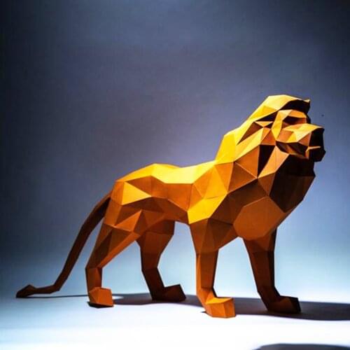 75cm Lion 3D Paper Craft Paper Model Puzzle Animal Papercraft Action Figures Low Poly Creative DIY Decorations Home Deco Toys