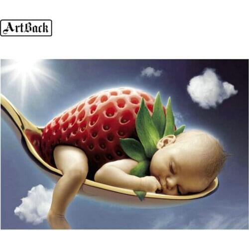 5d diy diamond painting baby sleeping 3d diamond embroidery strawberry full square mosaic round rhinestone