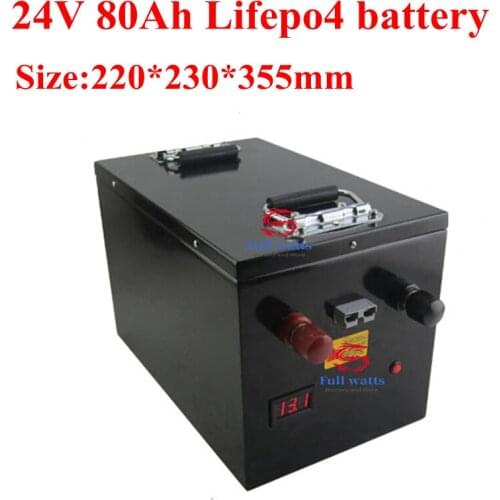 Lifepo4 24v 80AH Lifepo4 Battery BMS 8S for 2000W Bike Tricycle RV Backup Power Conditioner Heater Scooter + 10A Charger