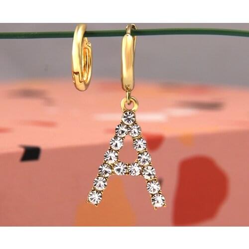 Itenice Asymmetrical Popular Bohemian Girly Style Letter A Earrings Pearl Gold Romantic Women Earrings Jewelry