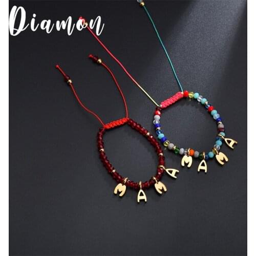 Diamon 2020 NewPersonality MAMA Multicolor Stainless Steel Adjustable Gold Bangles for Mother Women Birthday Christmas Gift