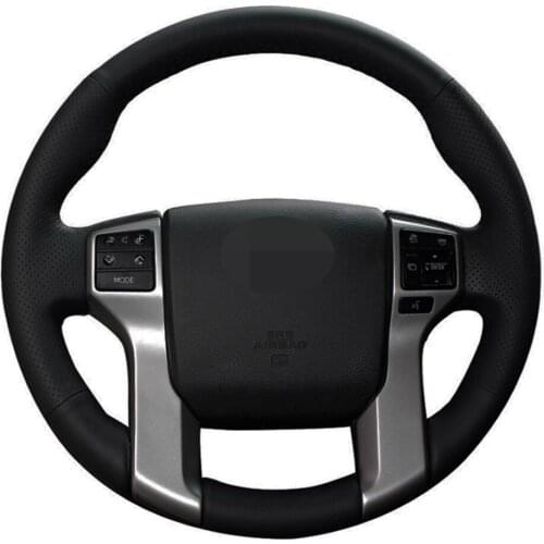 Car Steering Wheel Cover DIY Black Genuine Leather For Toyota Land Cruiser Prado 2010-2017 Tundra Tacoma 4Runner 2014-2019