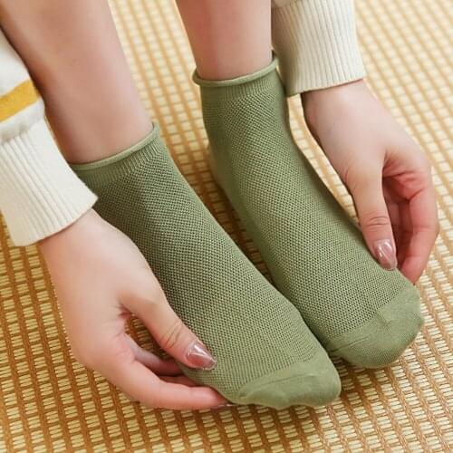 Black White Cotton Socks For Women Short Ankle Socks Girls Soft Hollow Funny Sock Summer Thin Breathable Meias Chaussette Femme