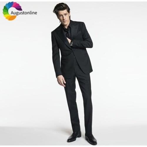 Black Men Suits Wedding Suits Groom Tuxedos Formal Business Wear 2 Pieces (Jacket+Pants) Slim Fit Bridegroom Blazer
