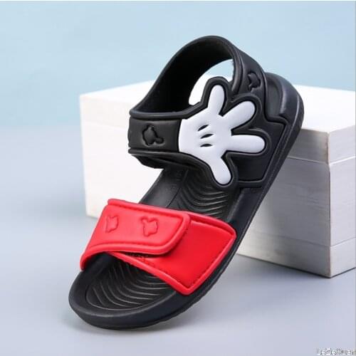 Disney Mickey Mouse Kids Sandals Summer New Non-slip Beach Shoes Open Childrens Sandals Boys Girls Student Childrens Shoes