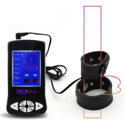 Electric Shock Cock Ring Penis Rings,Electro PU Leather Stretcher Scrotum Bondage Rings Sex Toys For Men SM Sex Products