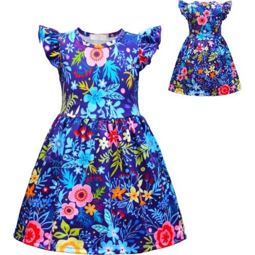 Girl Queen Dress Kids Clothes Girls Princess Cartoon Flowers Pattern Christmas Dresses Birthday Gift Vestidos