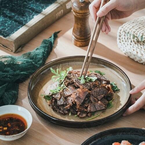Creativity Stoneware Plate Kiln Change Glaze Western Steak Dish Dining Table Desktop Main Course European Home Kitchen Tableware
