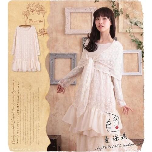 Lace chiffon patchwork long sleeve dress tunique femme robe de plage vestiti donna mori girl lolita hippie boho crochet renda