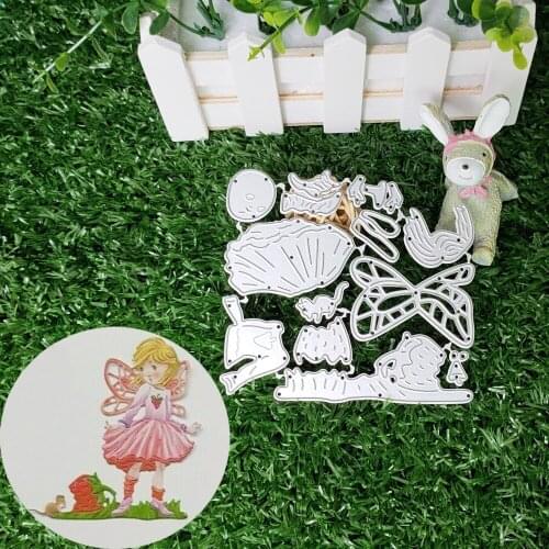 Lovely dragonfly strawberry girl mold metal cutting mold DIY clipboard photo album paper card making decorative-4684