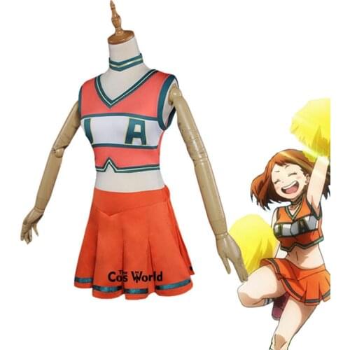 My Hero Academia Boku no Hero Academia Uraraka Ochako Asui Tsuyu Cheerleaders Tops Dress Uniform Outfit Anime Cosplay Costumes