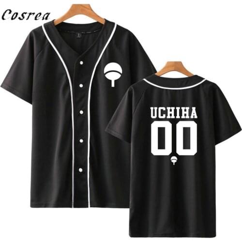 New Design Anime Naruto Baseball T--Shirt Short Sleeve Mens Baseball Jacket Uchiha Hatake Uzumaki Clan Badge Shirts Unisex Tees