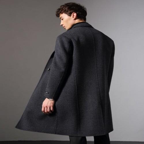 Winter Brand Mens Coat 100% Wool Coat Man Clothes 2020 Korean Streetwear Long Woolen Jacket Abrigo Hombre Hiver LW1390