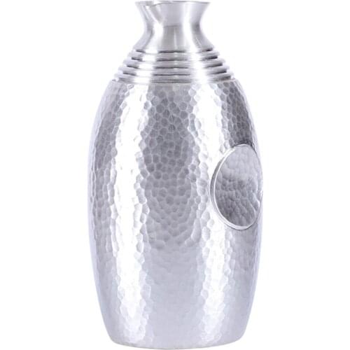 Classic Handmade Hip Flask Silevr Portable Warmer Hip Flask White Wine Matte Hammered Petaca Pulsera Daily Necessities EF50HF