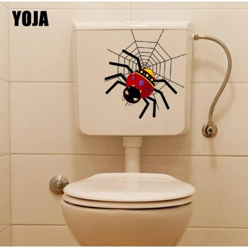 YOJA 19.8X22.5CM Cartoon Toilet Decal Living Room Home Decor Wall Sticker Funny Cool Spider T5-1332