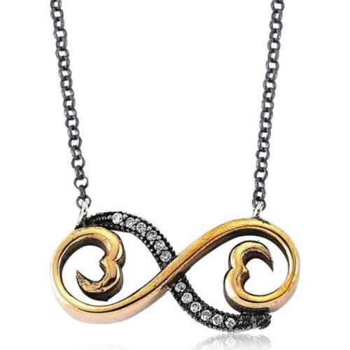 Real Silver 925 Jewelry sterling Silver Authentic Infinity Ladies Necklace