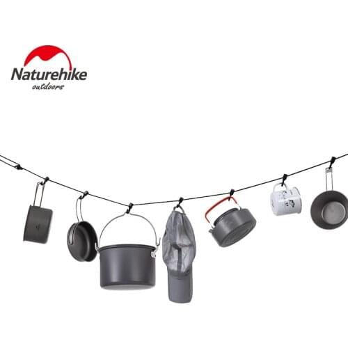 Naturehike Portable Clothesline Adjustable Stretchable Clothes Drying Hanging Rope with Hook for Outdoor Camping Indoor Backyard